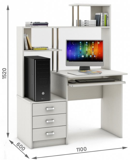 Компьютерный стол Имидж-25 белый