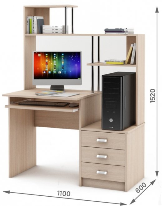 Компьютерный стол Имидж-26 дуб молочный