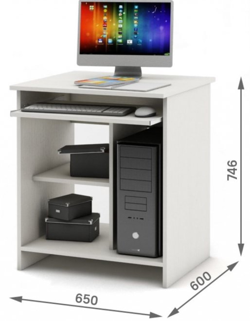Компьютерный стол Имидж-2 белый