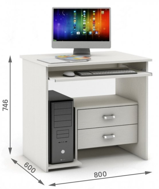 Компьютерный стол Имидж-33 белый