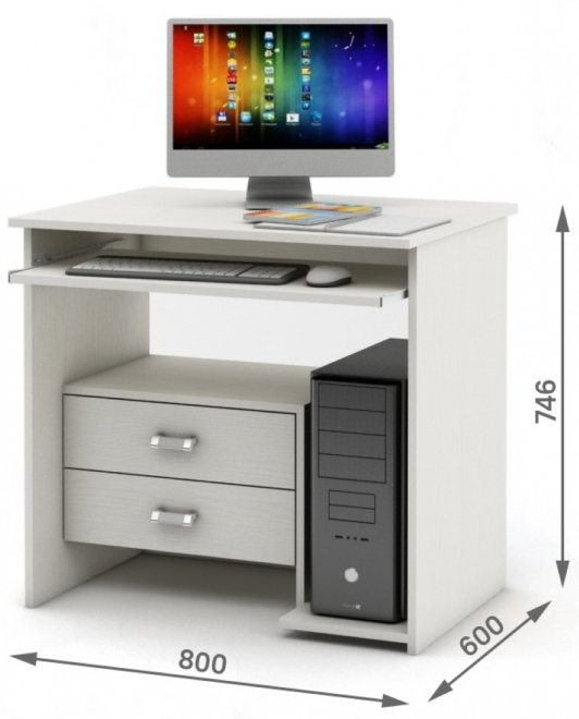 Компьютерный стол Имидж-34 белый