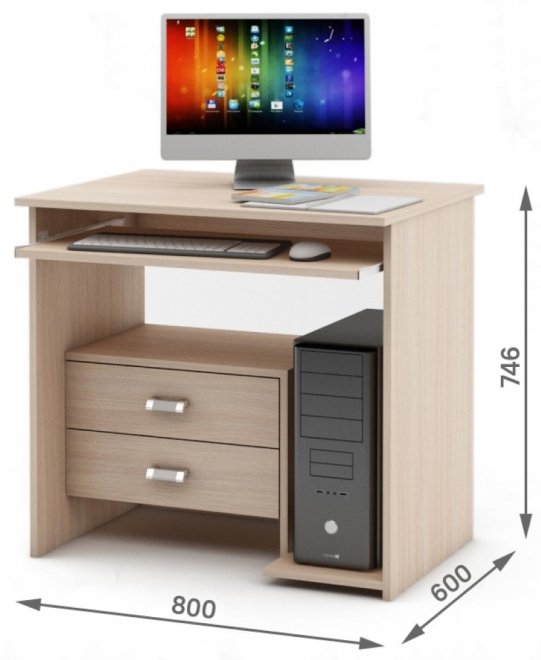 Компьютерный стол Имидж-34 дуб молочный