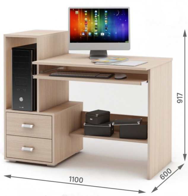 Компьютерный стол Имидж-38 дуб молочный