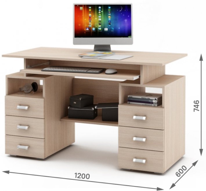 Компьютерный стол Имидж-44 дуб молочный