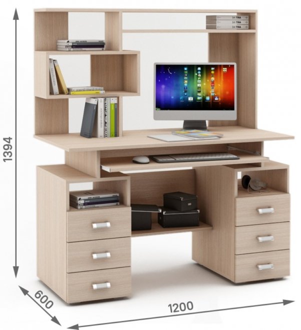 Компьютерный стол Имидж-46 дуб молочный