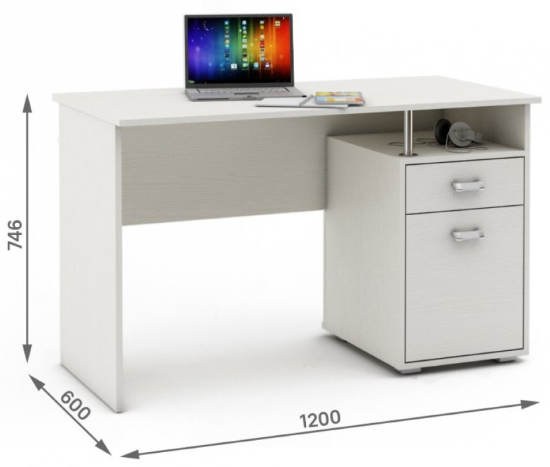 Компьютерный стол Имидж-47 белый