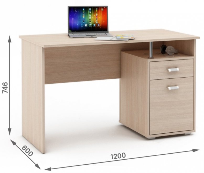 Компьютерный стол Имидж-47 дуб молочный