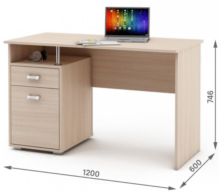 Компьютерный стол Имидж-48 дуб молочный