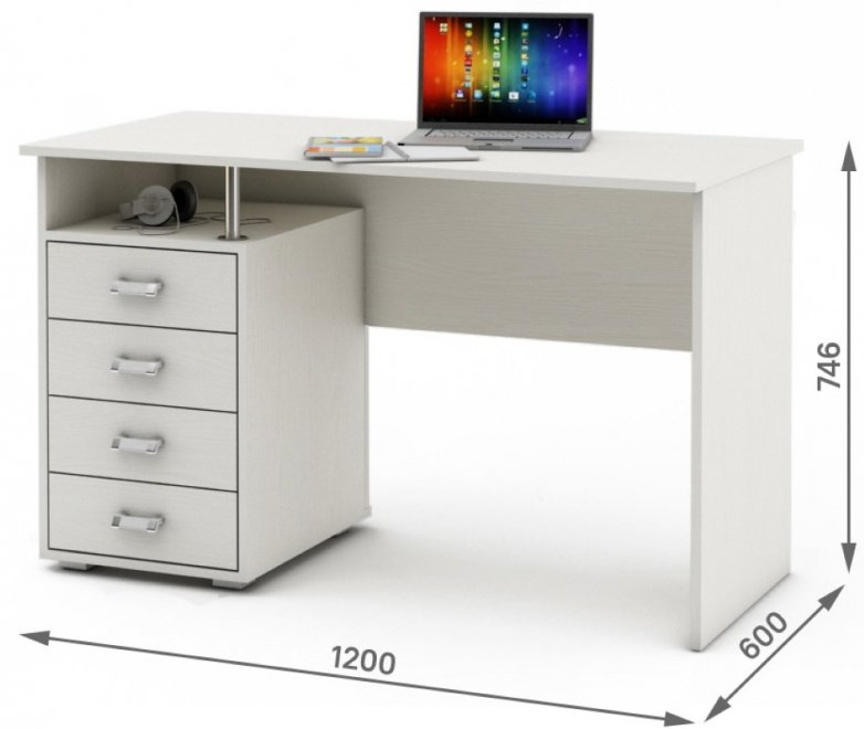 Компьютерный стол Имидж-52 белый