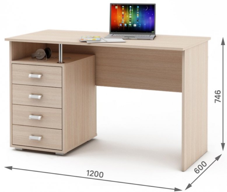 Компьютерный стол Имидж-52 дуб молочный