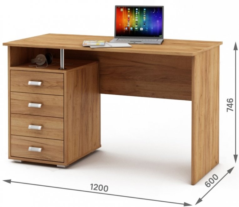 Компьютерный стол Имидж-52 дуб золотистый