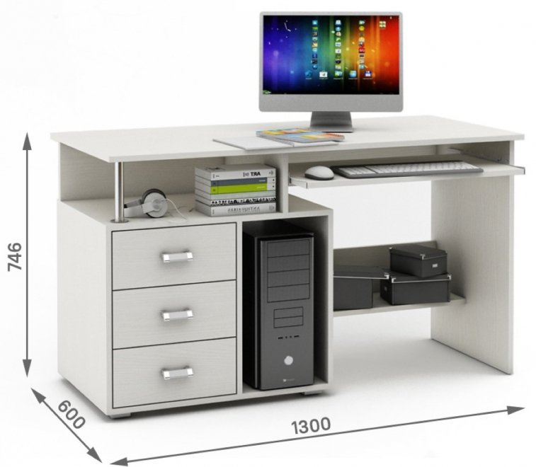 Компьютерный стол Имидж-59 белый