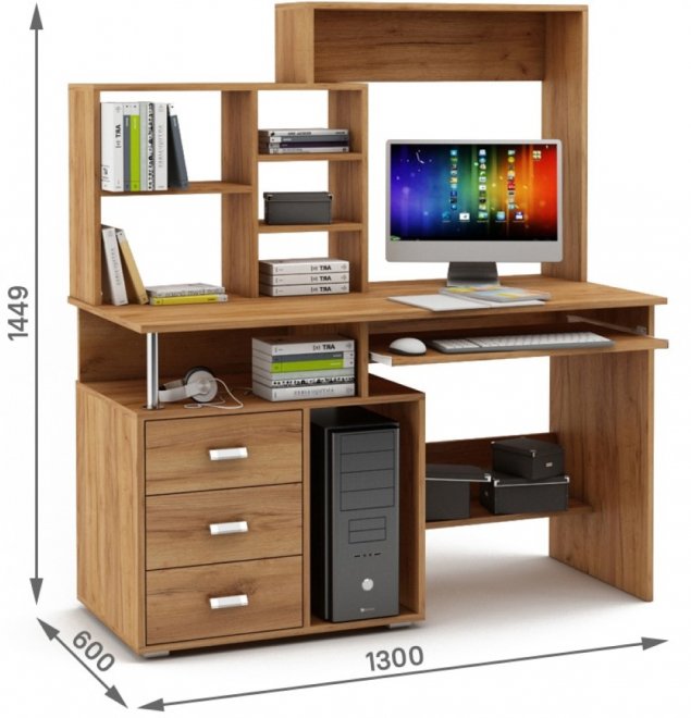Компьютерный стол Имидж-61 дуб золотистый