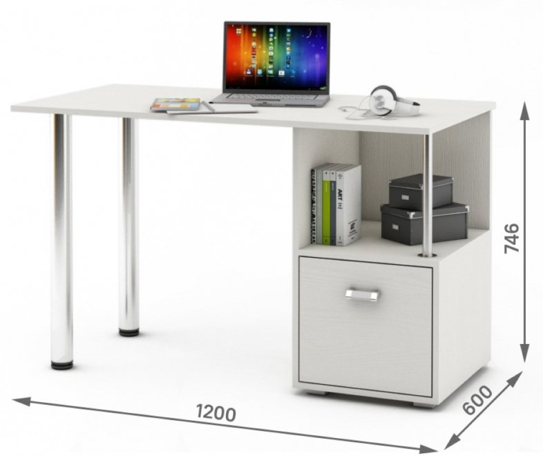 Компьютерный стол Имидж-64 белый