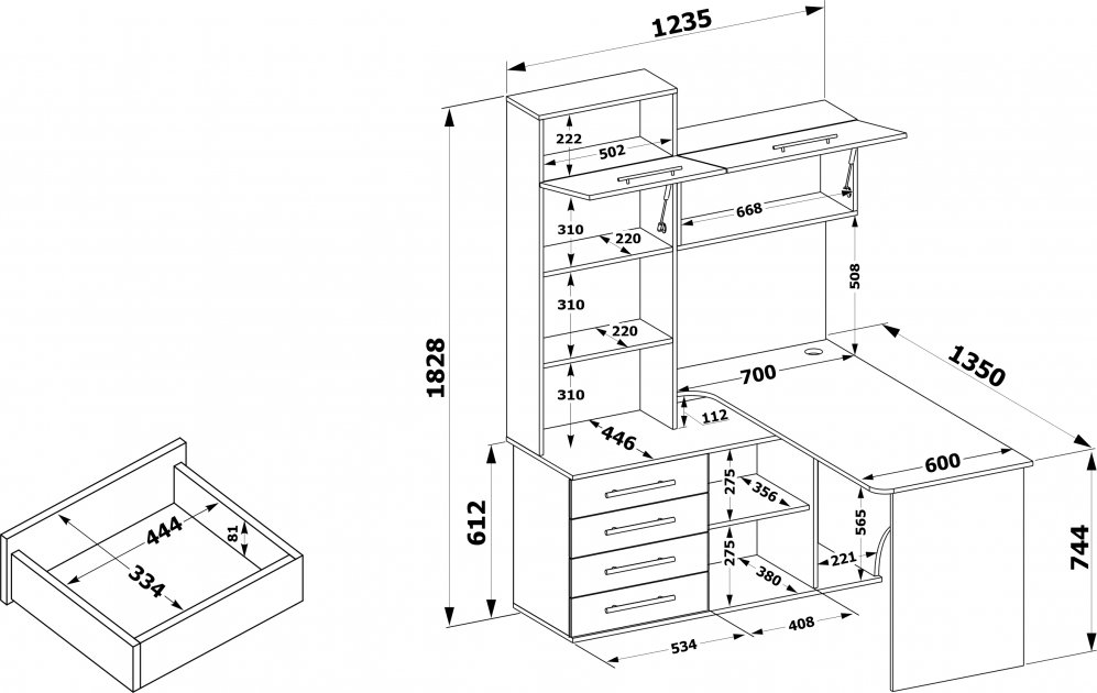 Компьютерный стол КСТ-14.1Л левый дуб сонома / белый