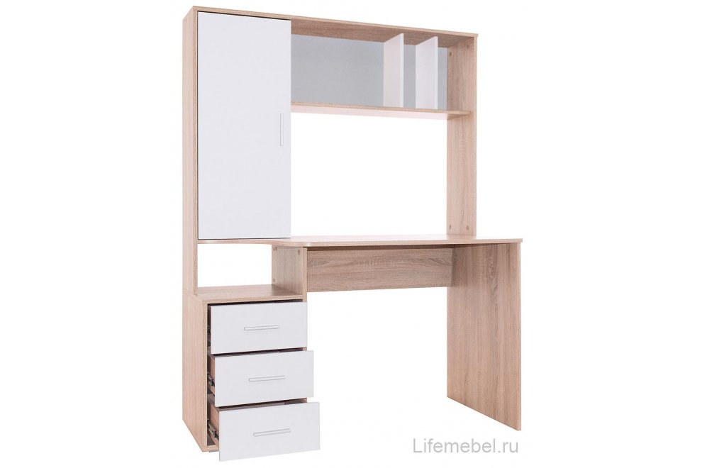 Компьютерный стол КСТ-16 левый дуб сонома / белый