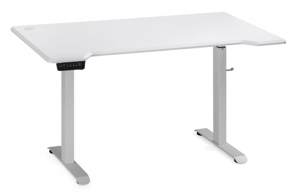 Компьютерный стол Маркос с механизмом подъема 140х80х75 белый / шагрень белая