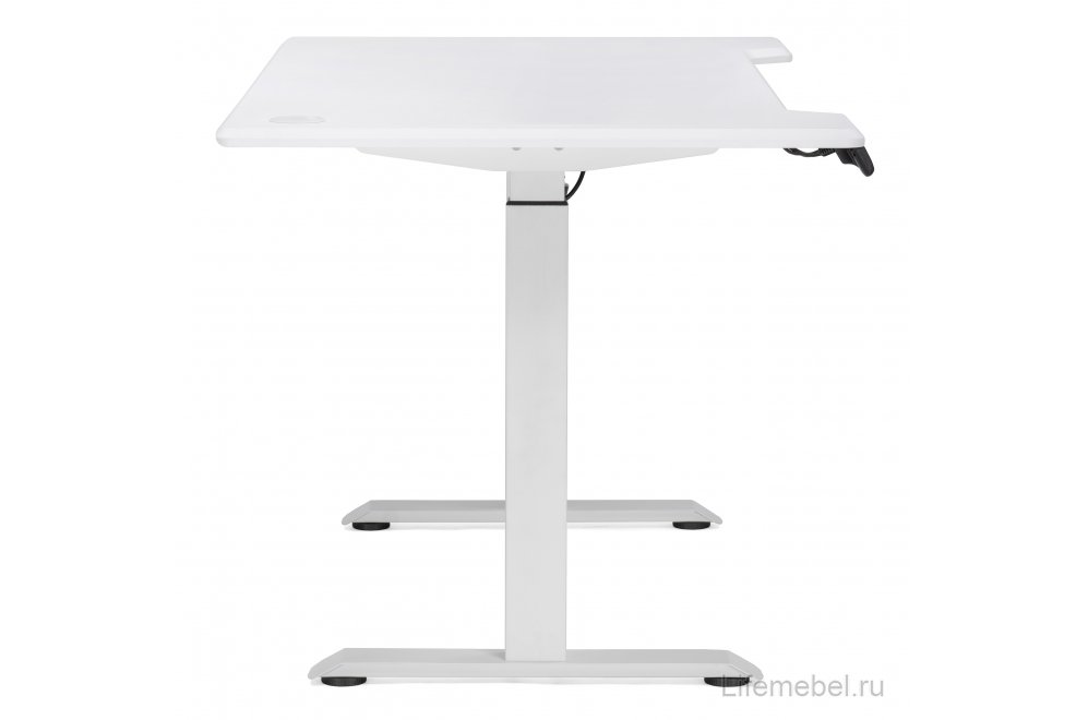Компьютерный стол Маркос с механизмом подъема 140х80х75 белый / шагрень белая