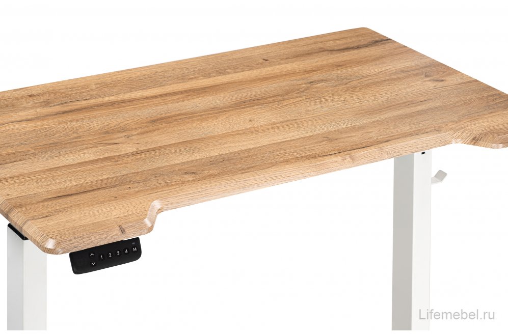 Компьютерный стол Маркос с механизмом подъема 140х80х75 белый / вотан дуб