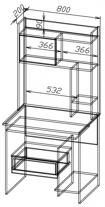 Компьютерный стол Мебелеф - 9 дуб молочный / черный глянец левый