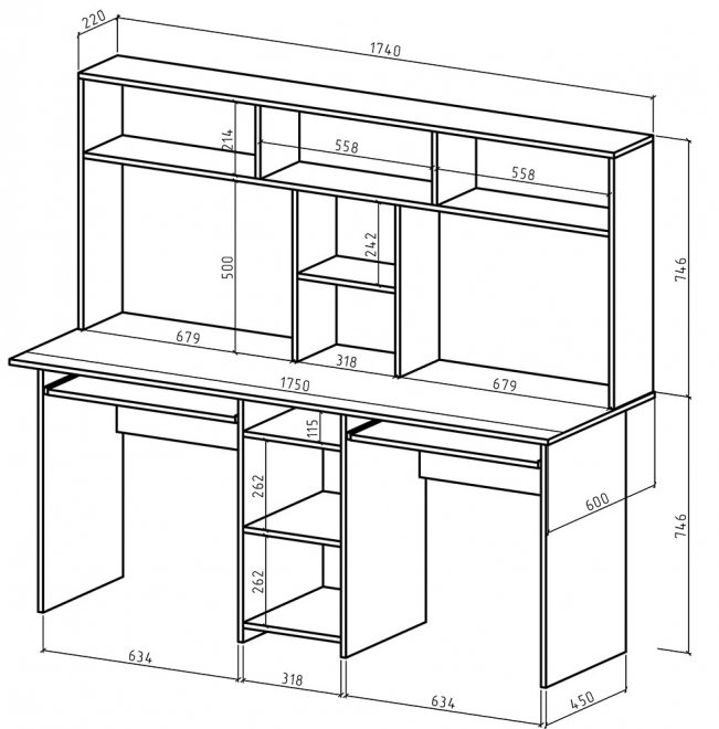 Компьютерный стол Лайт-10К с надстройкой белый