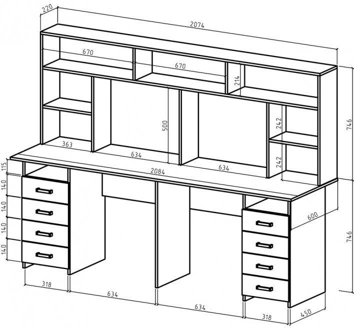 Компьютерный стол Лайт-15 с надстройкой белый