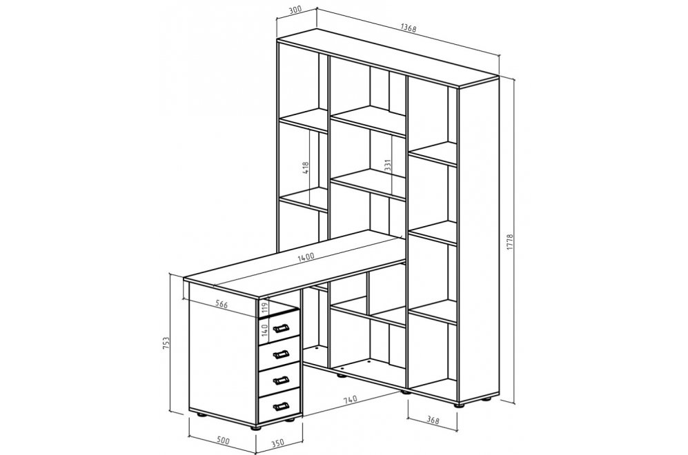 Компьютерный стол Оксфорд-3 белый