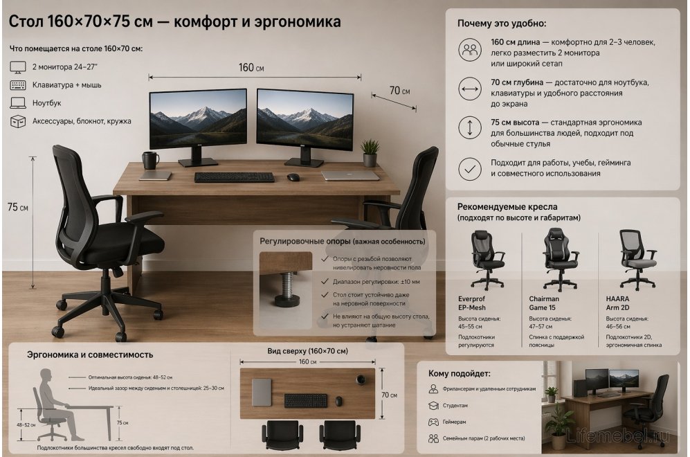 Компьютерный стол SG.406.OD 160х70х75 дуб темный