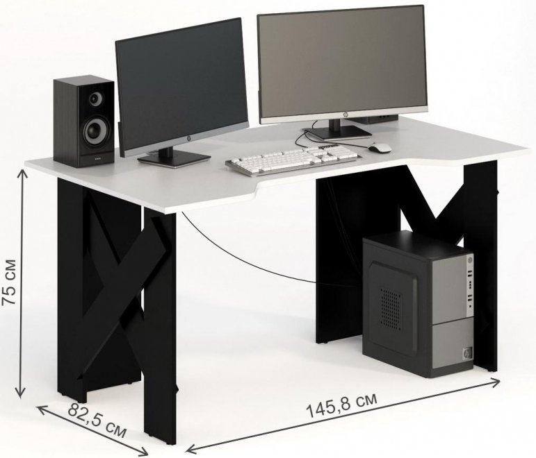Компьютерный стол СКП-2 GL-2 черный / белый