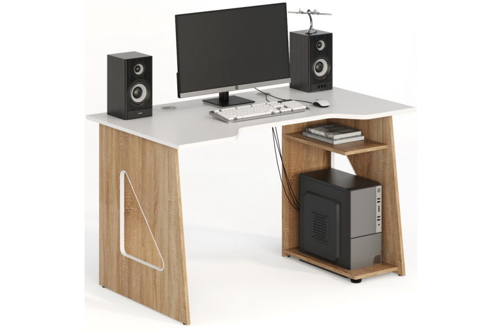 Компьютерный стол СКП-4 GL-4 дуб сонома / белый