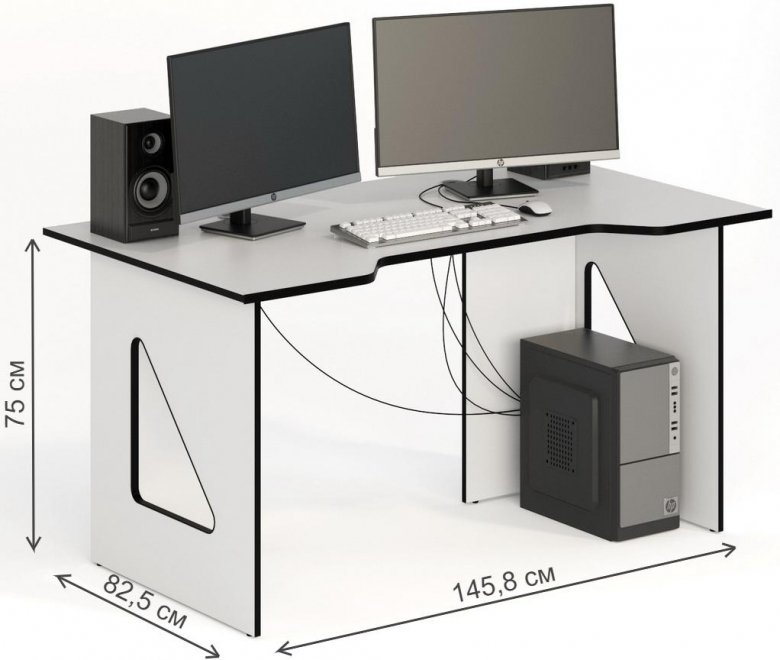 Компьютерный стол СКП-8 GL-8 белый с черным
