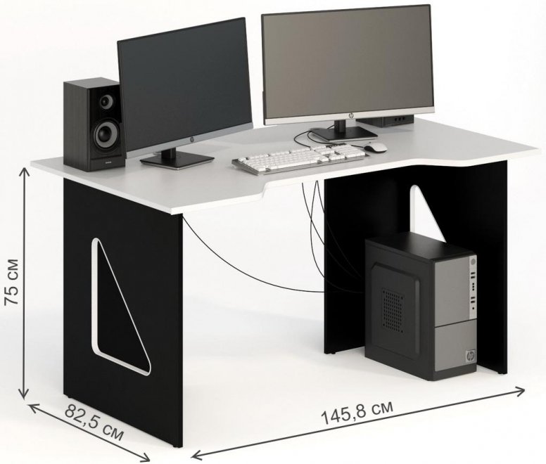 Компьютерный стол СКП-8 GL-8 черный / белый