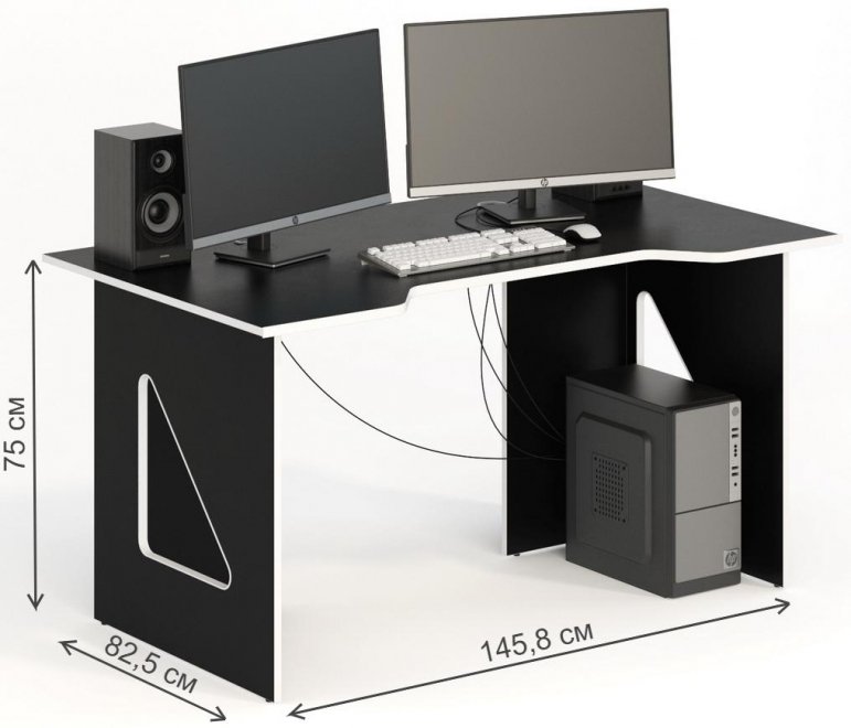 Компьютерный стол СКП-8 GL-8 черный с белым