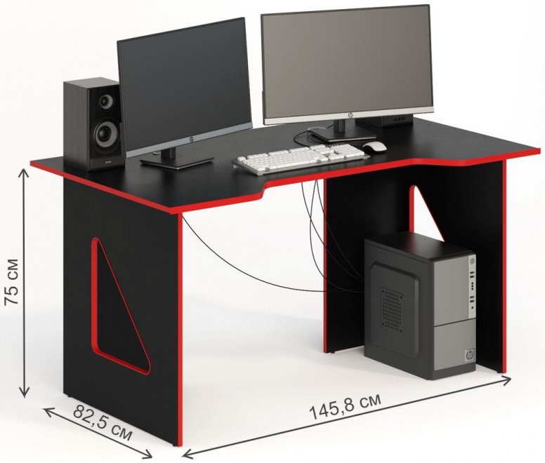 Компьютерный стол СКП-8 GL-8 черный с красным