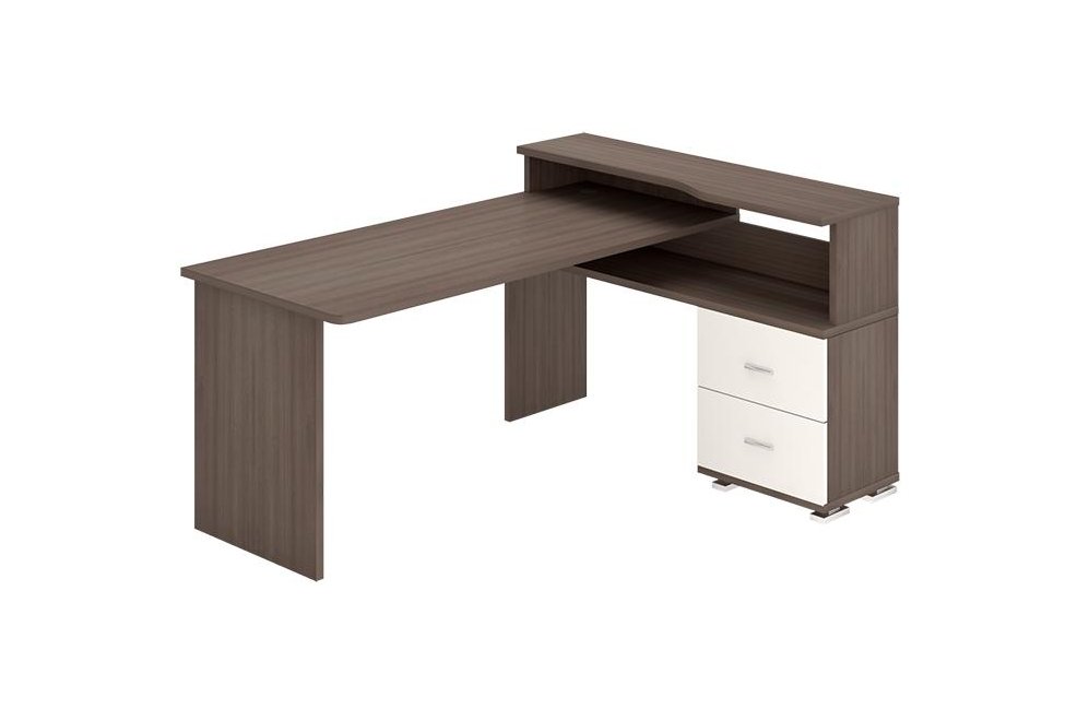 Компьютерный стол Жаспера-620/160 C ШШБЕ правый шамони-ч / шамони-ч / белый