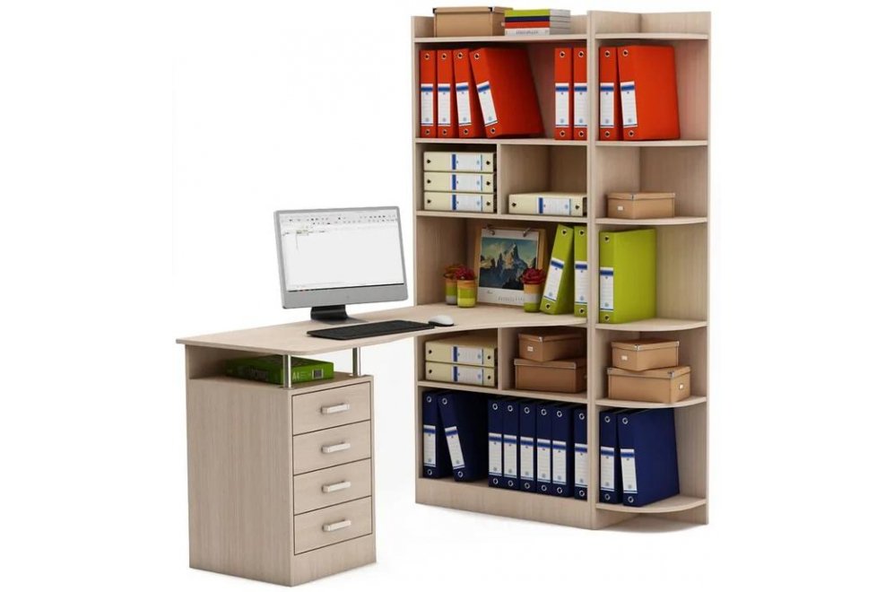 Компьютерный стол Атлант-183 правый дуб молочный