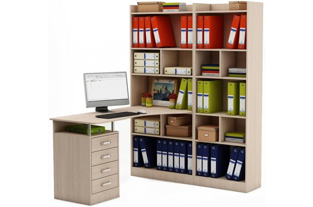 Компьютерный стол Витязь 186 правый дуб молочный