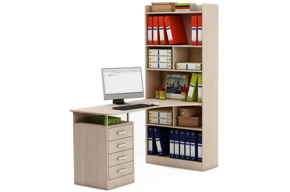 Компьютерный стол Атлант-18 правый дуб молочный правый