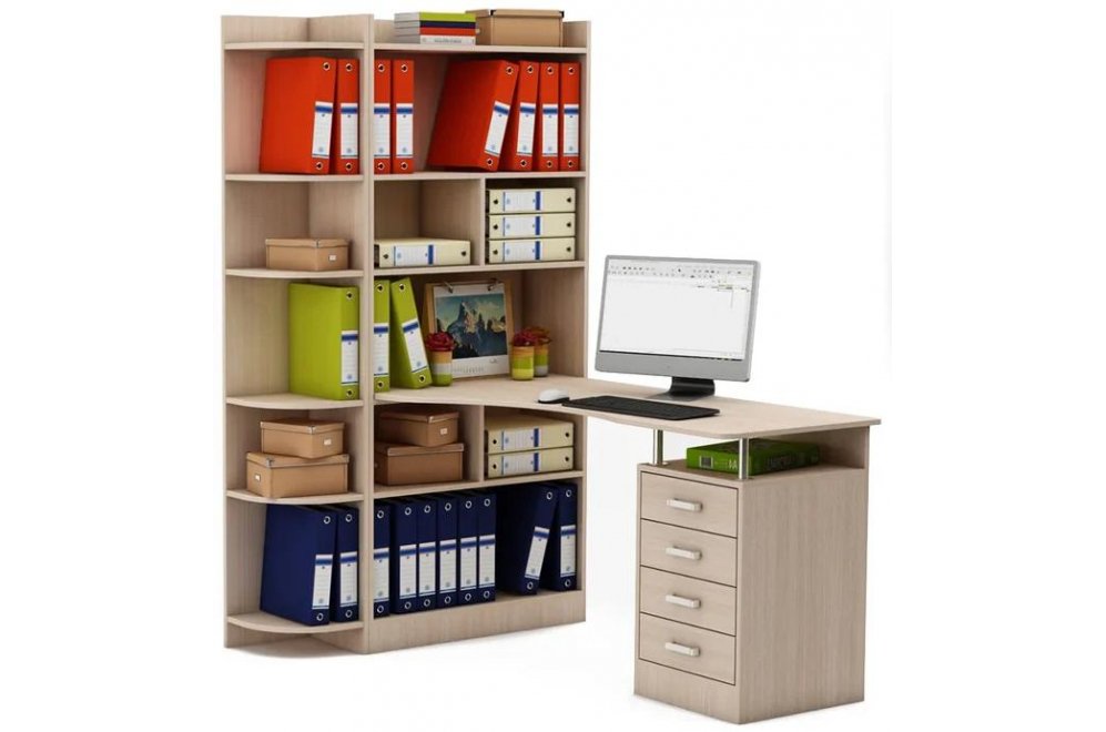 Компьютерный стол Витязь 283 левый дуб молочный