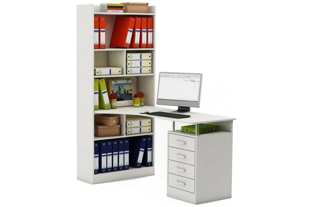 Компьютерный стол Атлант-28 левый белый