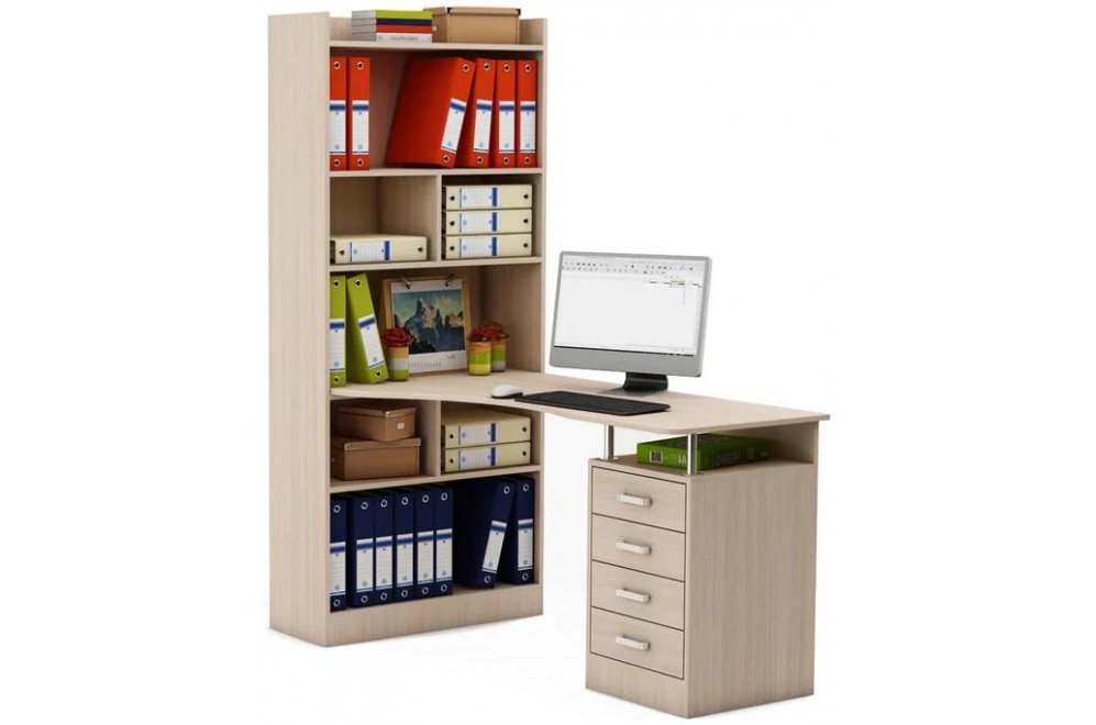 Компьютерный стол Атлант-28 левый дуб молочный