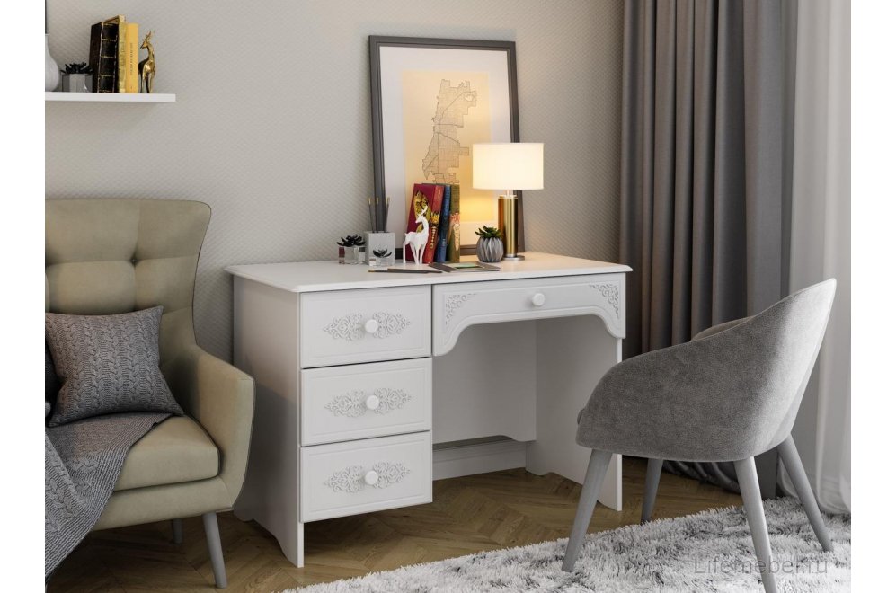 Письменный стол Ассоль АС-6 левый белое дерево