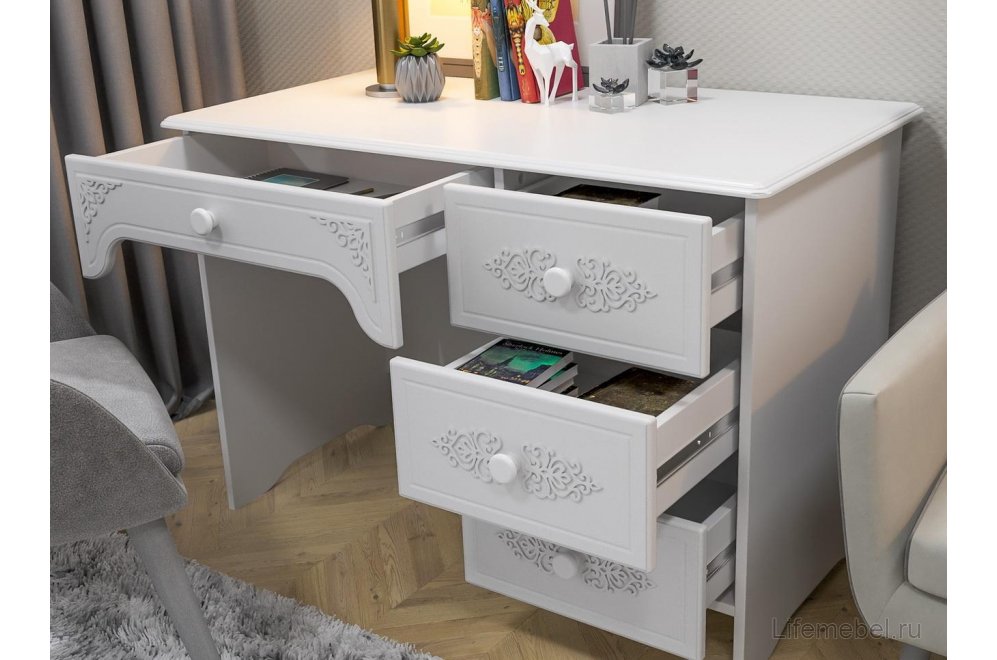Письменный стол Ассоль АС-6 правый белое дерево