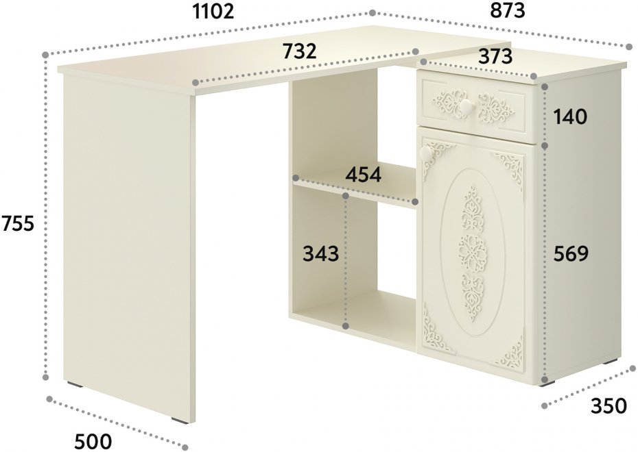 Письменный стол Ассоль плюс АС-67 ваниль