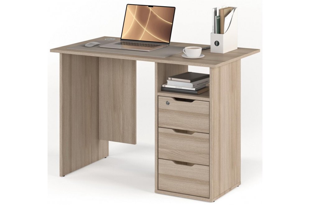 Письменный стол Банга-63 107x75x60 правый ясень светлый