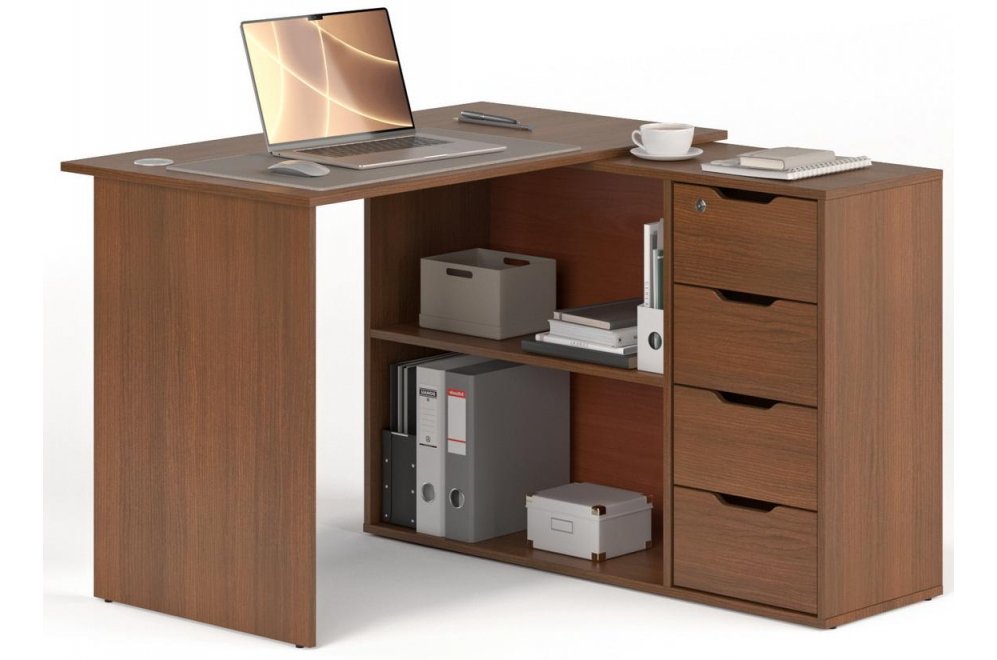Письменный стол Банга-93 107x75x111 правый орех