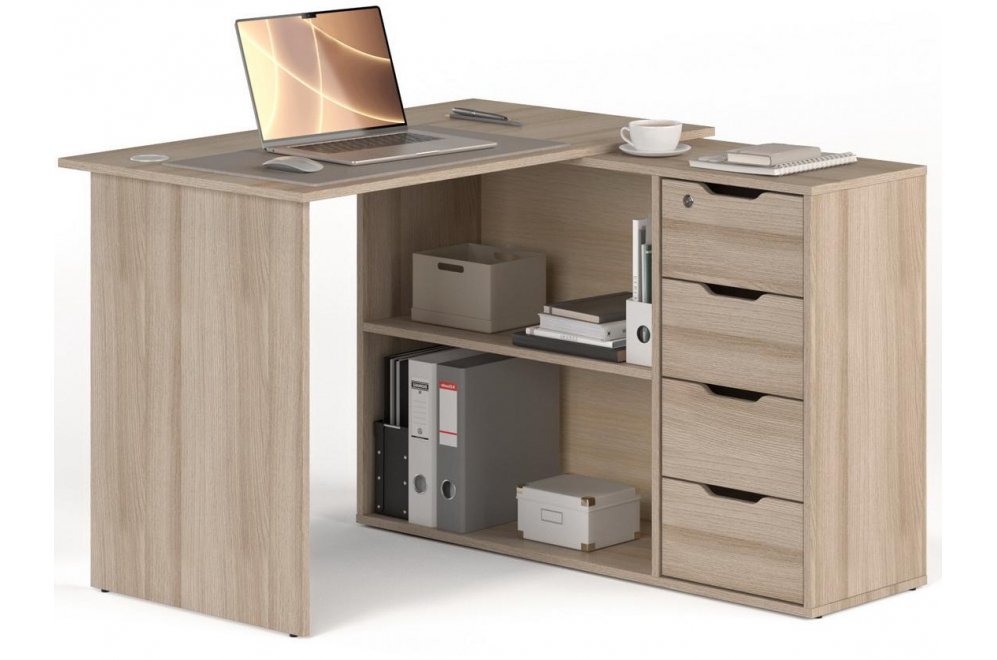 Письменный стол Банга-93 107x75x111 правый ясень светлый