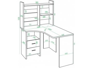 Письменный стол Гарина СКЛ-Угл120+НКЛ-100 КБЕ правый