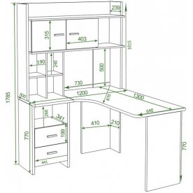 Письменный стол Домино Lite СКЛ-Угл130+НКЛХ-120 КШ-Ч правый
