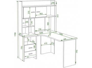 Письменный стол Гарина СКЛ-Угл130+НКЛХ-120 Ш-Ч левый
